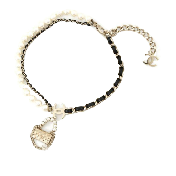Pre-Loved Chanel Gold Plated Chain And Faux Pearl Flap Bag Pendant Necklace - Picture 1 of 10